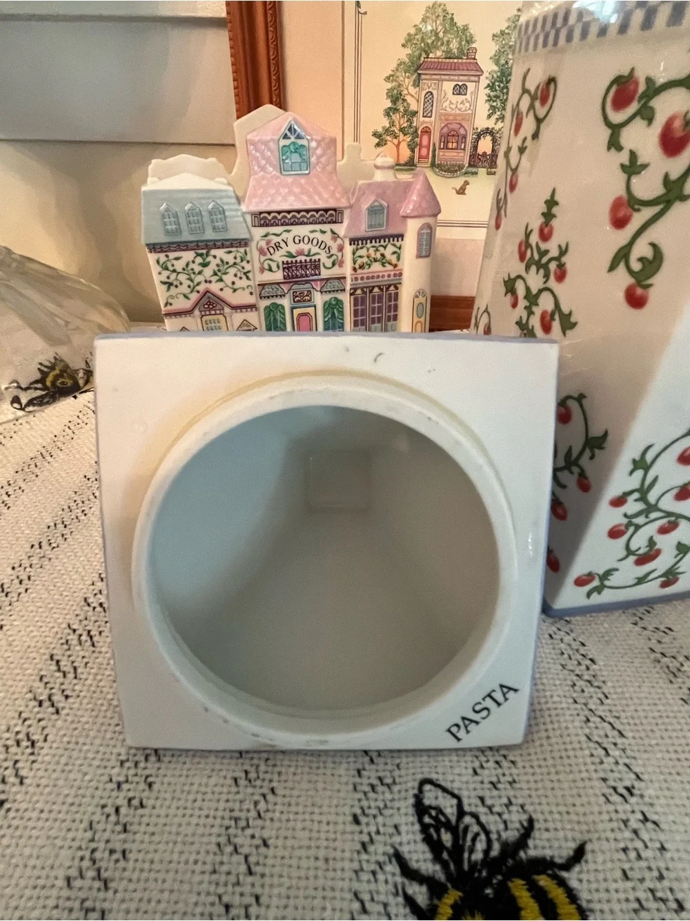RARE LENOX Village Pasta Bistro Decorative Porcelain Canister, Vintage 1990s